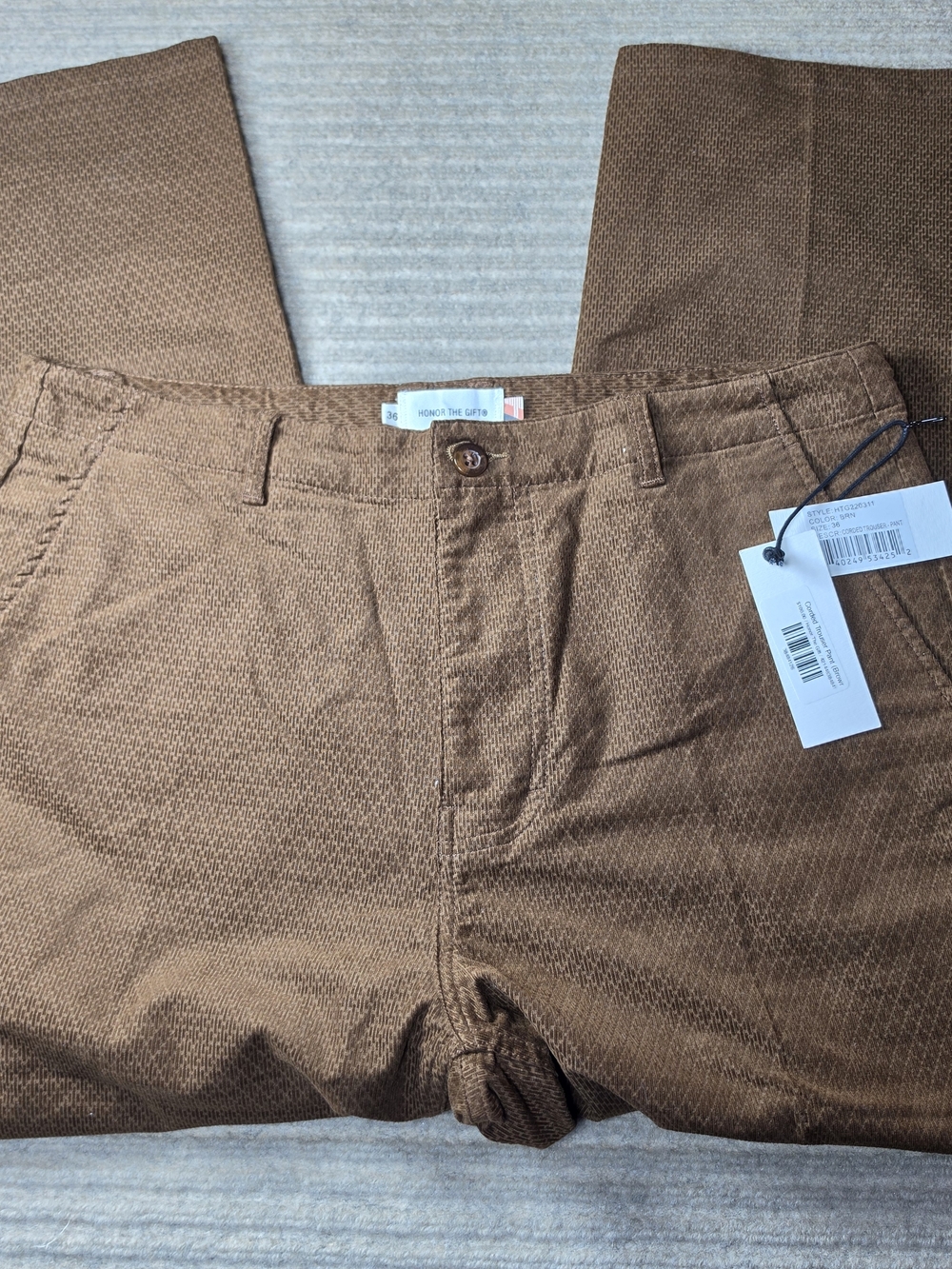 Honor the Gift Men's Corded Trouser Pant  sz 32x26 Brown NWT